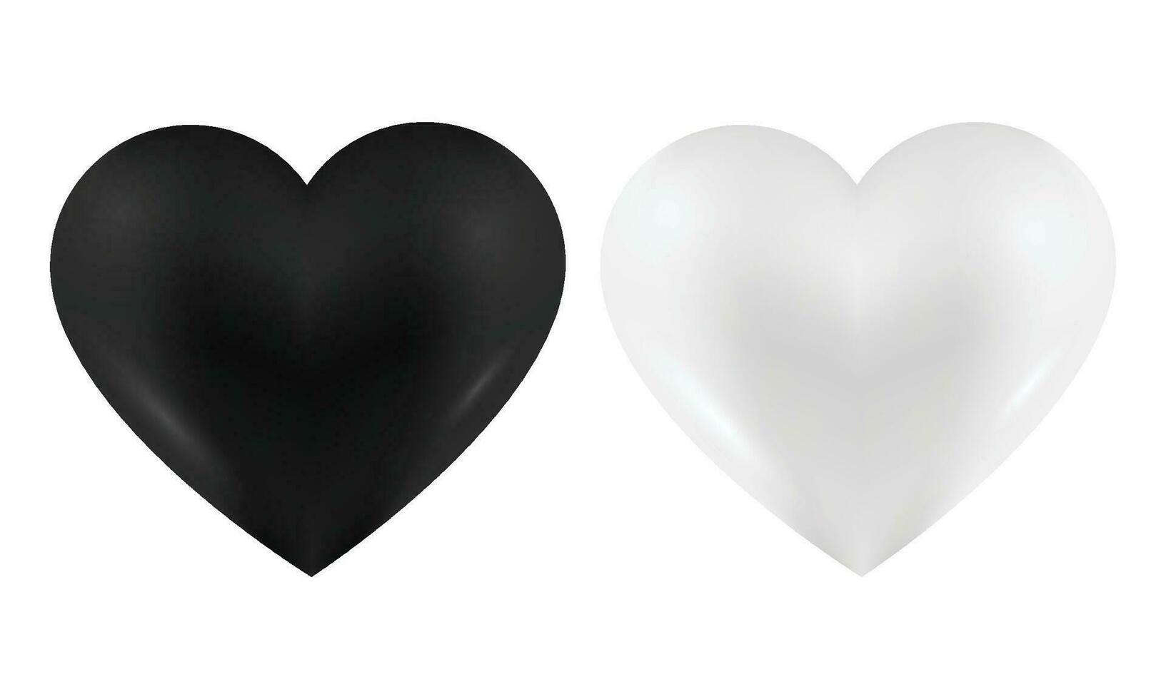 vector zwart en wit hart geïsoleerd Aan wit achtergrond. gelukkig Valentijnsdag dag groet sjabloon