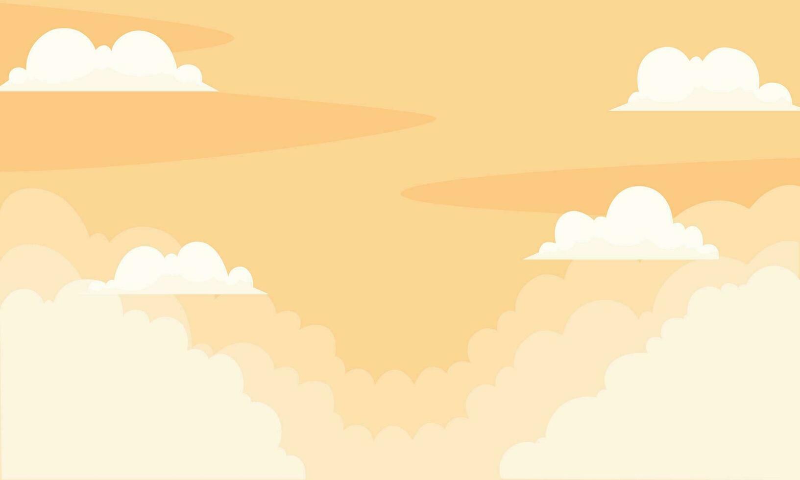 vector geel kleur lucht achtergrond met wolken ontwerp