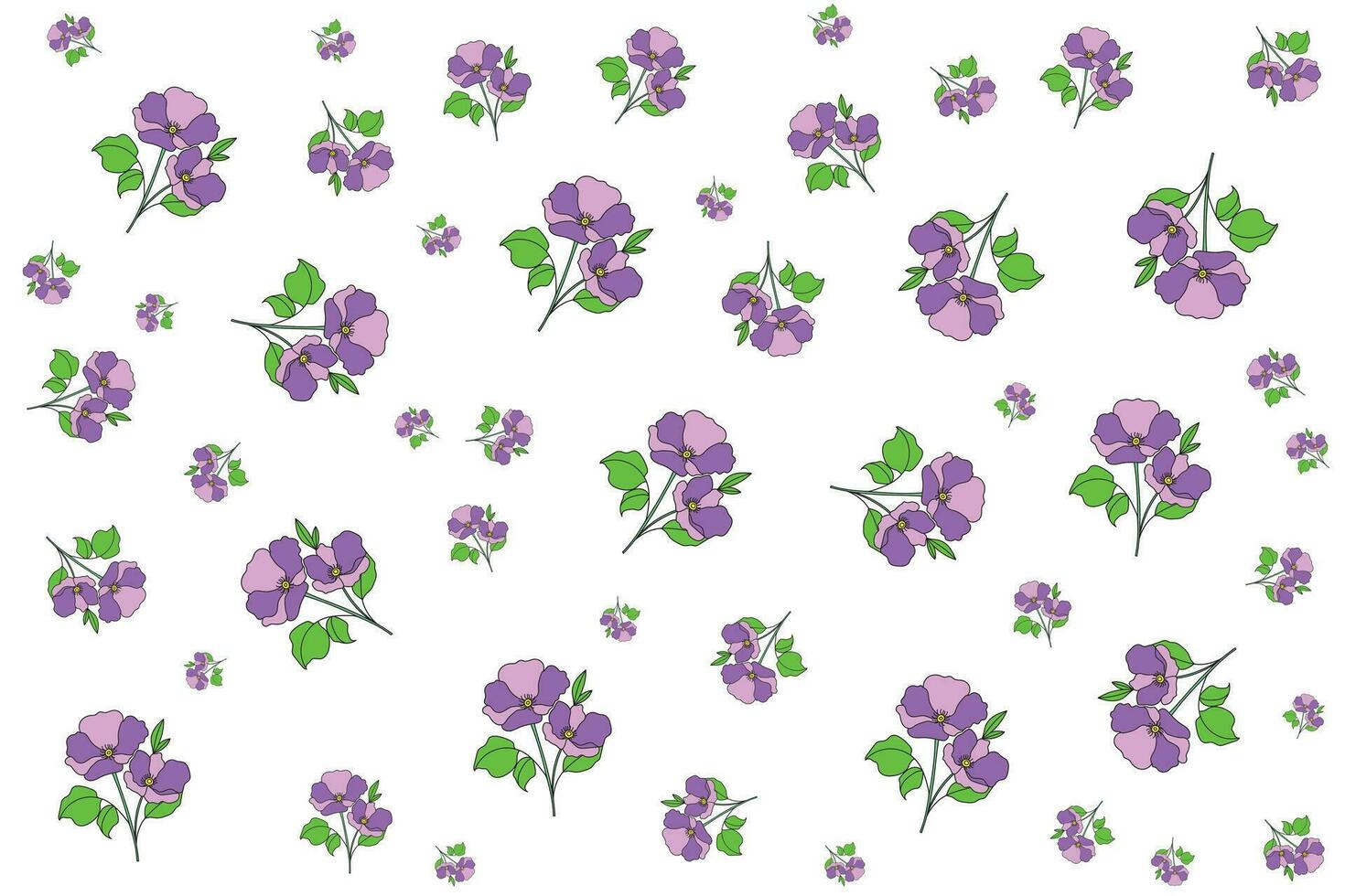 illustratie patroon van de paars bloem met bladeren Aan wit achtergrond. vector