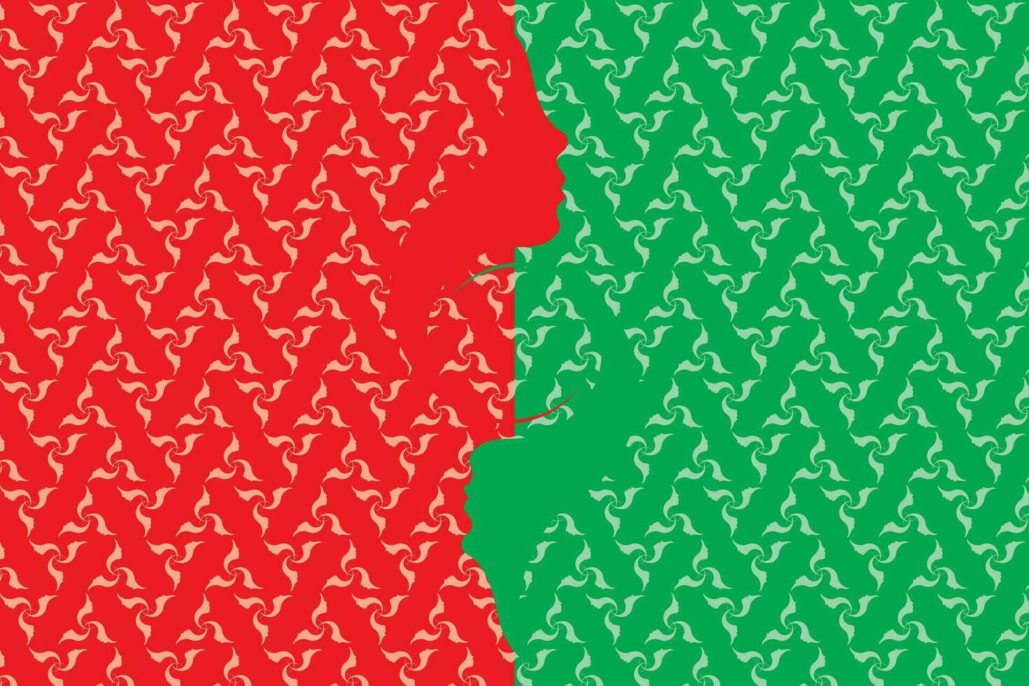 illustratie, abstract van de gezicht Aan rood en groen kleur achtergrond. vector