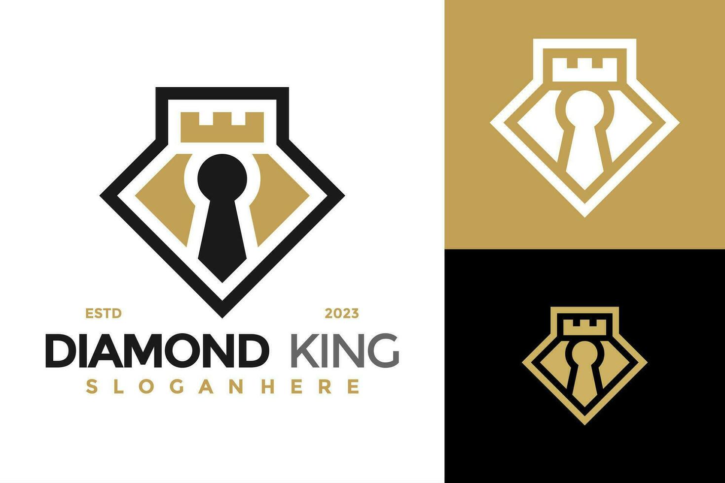 diamant koning kasteel logo ontwerp vector symbool icoon illustratie