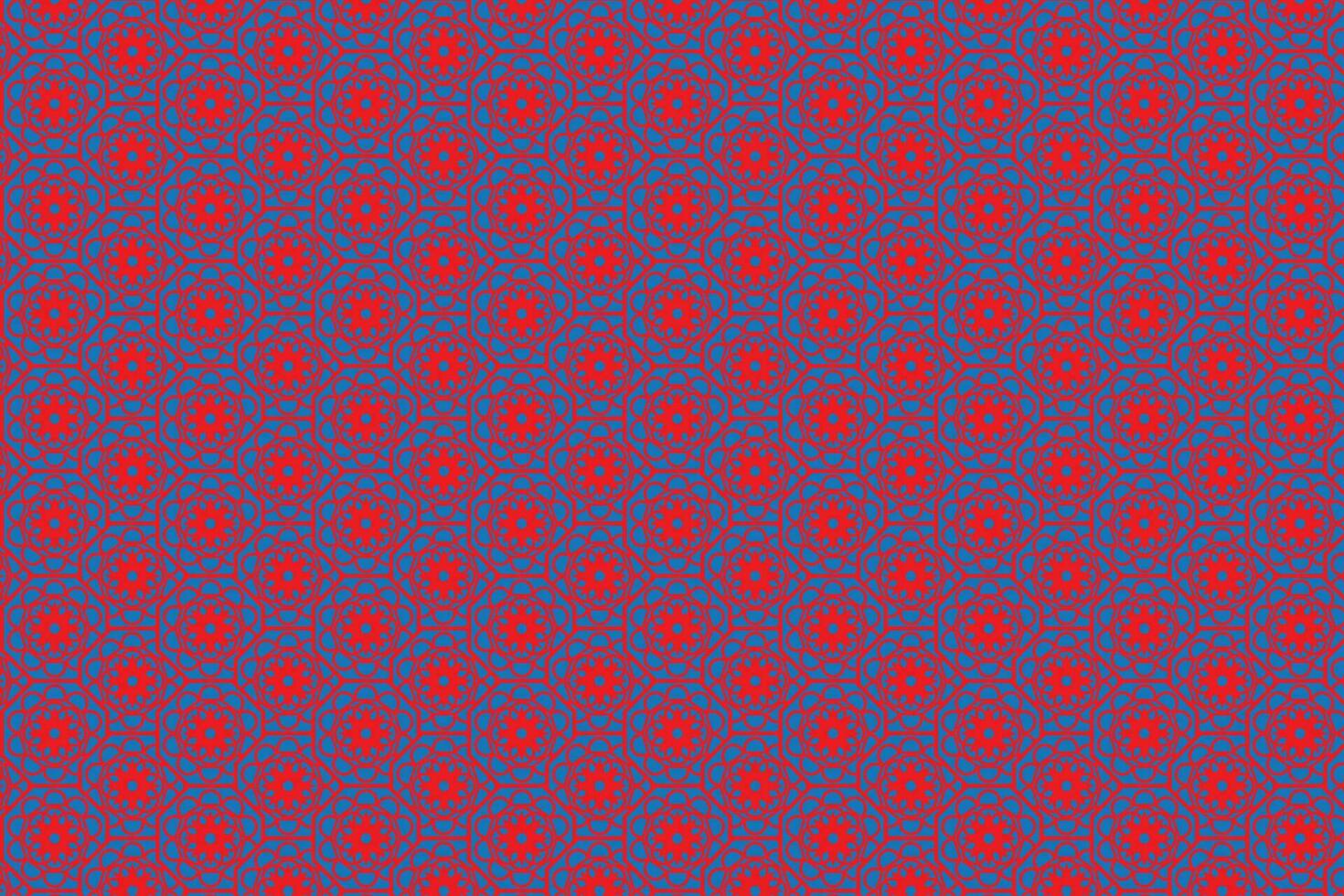 illustratie abstractie van rood bloemen in blauw achthoek patroon achtergrond. vector