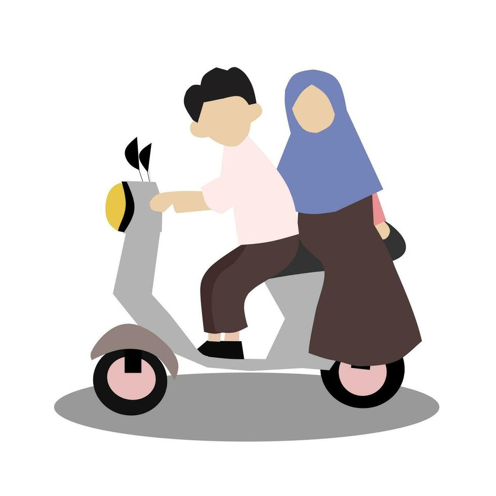 moslim paar rijden motorfiets illustratie vector