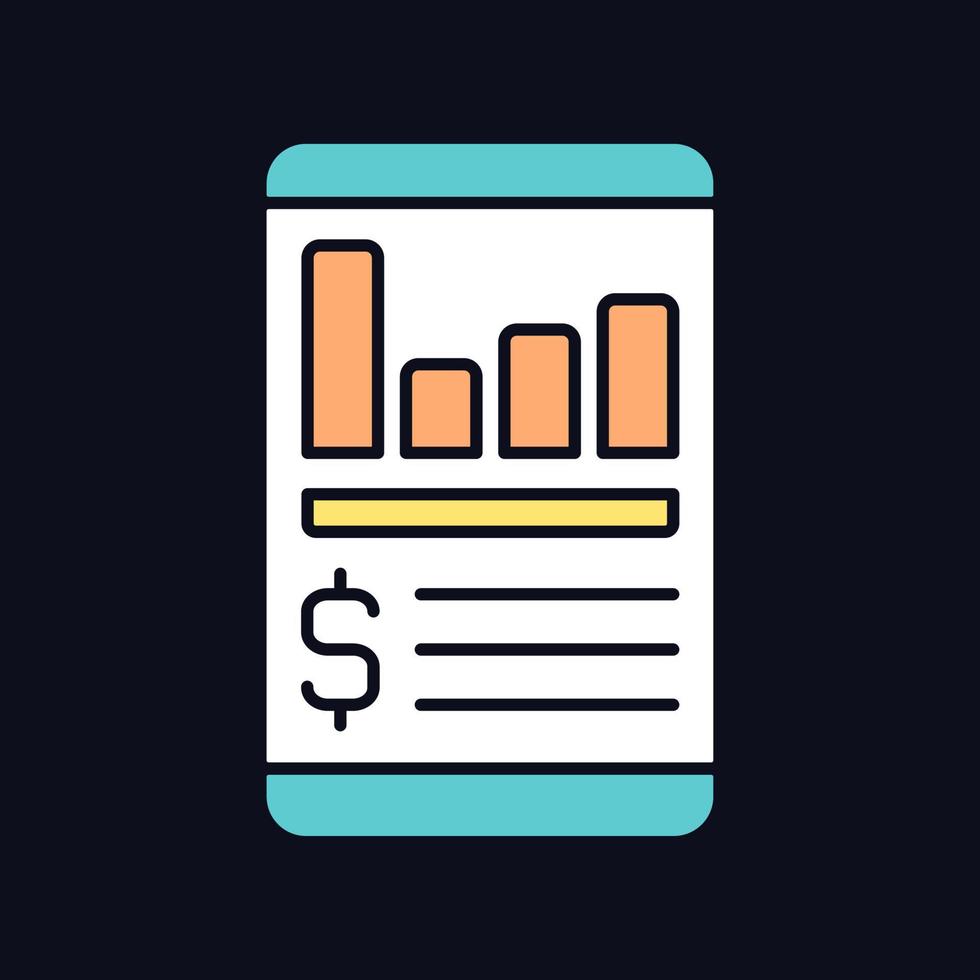 kosten tracker app rgb kleurenpictogram voor donker thema vector