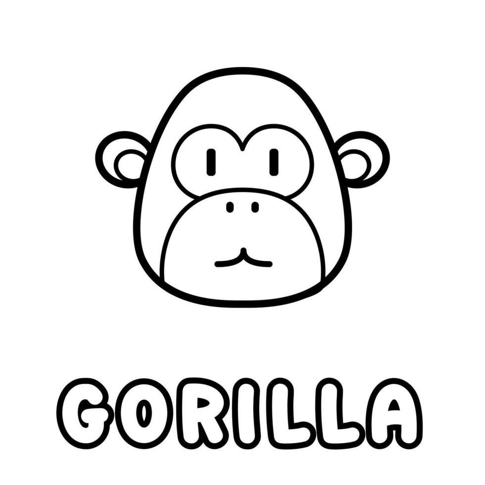 gorilla kleur boek. kleur bladzijde voor kinderen. vector