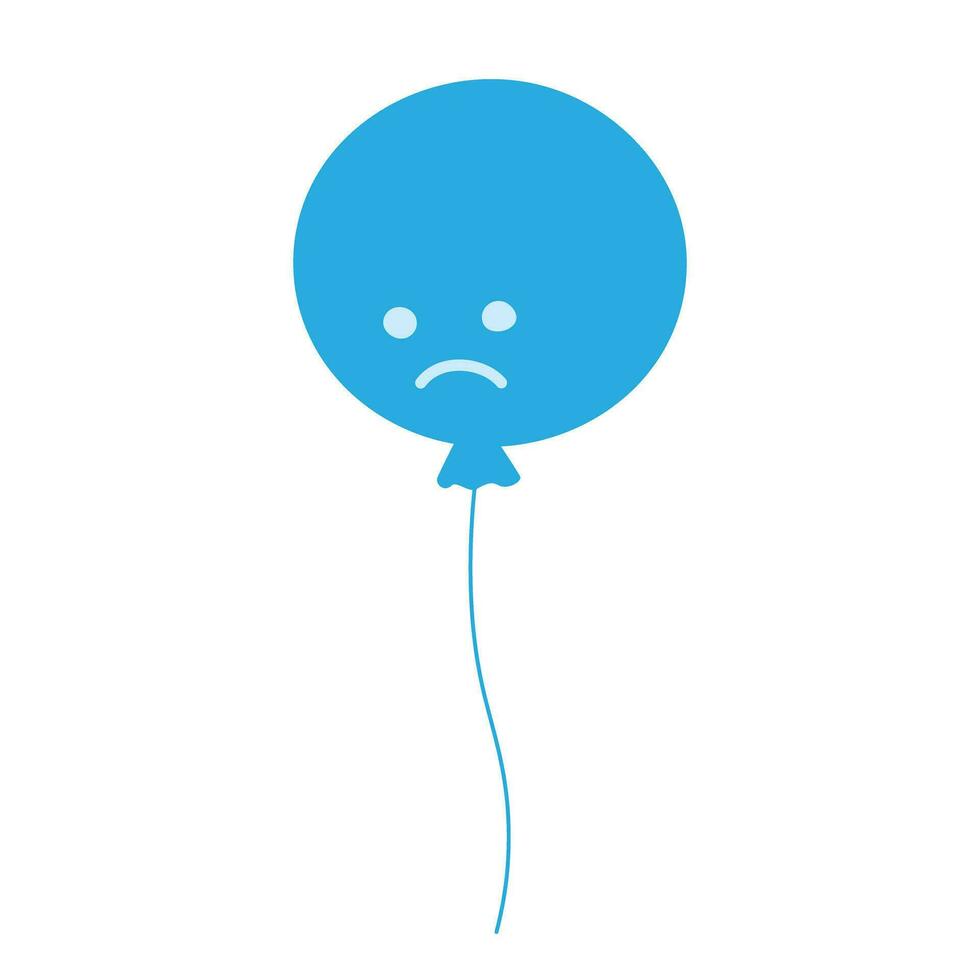 ronde ballon met verdrietig smiley gezicht in modieus monochroom blauw. ontwerp concept blauw maandag groeten vector