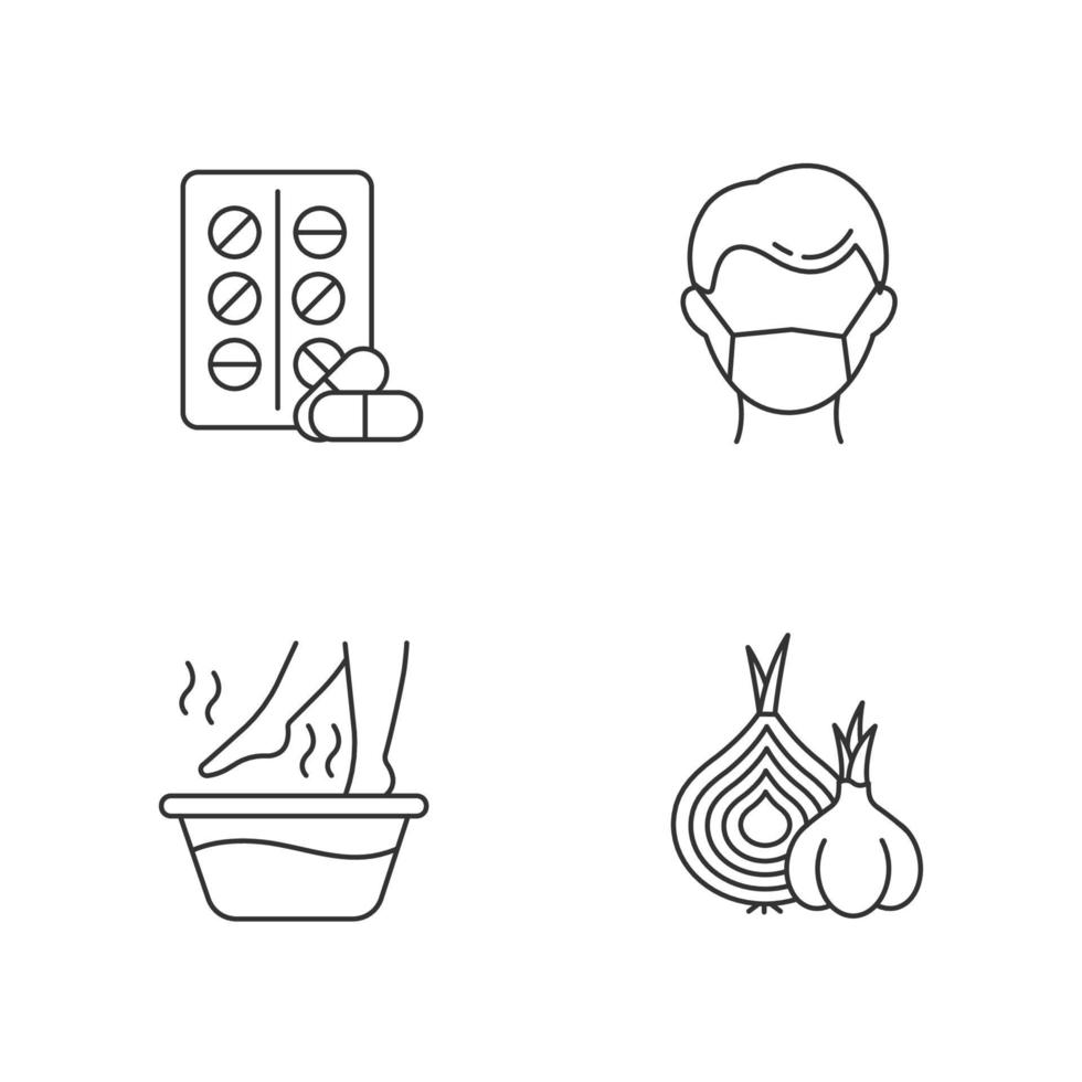 verkoudheid lineaire iconen set vector