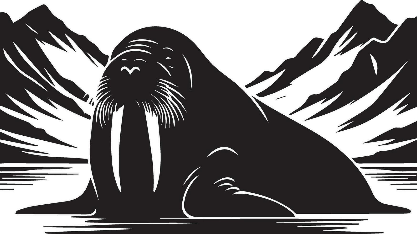 minimaal walrus vector silhouet zwart kleur wit achtergrond 16