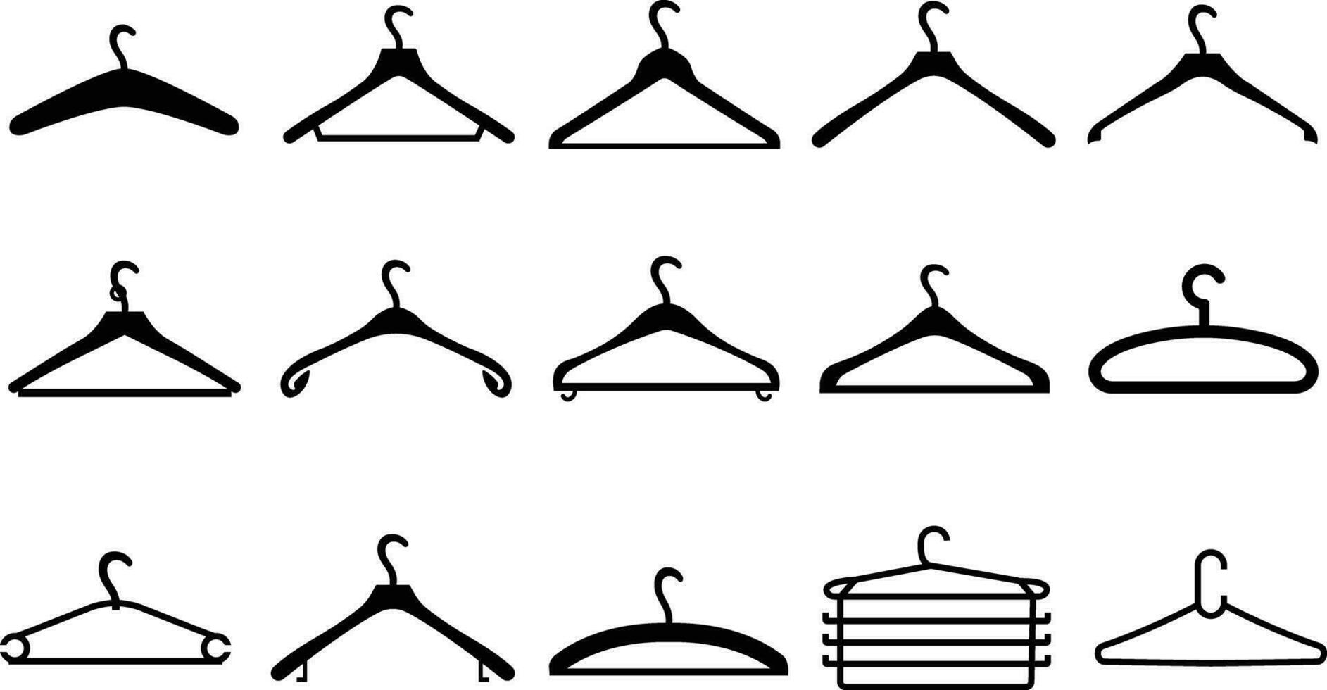 kleren hanger icoon in vlak stijl set. geïsoleerd Aan verzameling gebruik in de was, garderobe. passend kamer symbool voor info grafiek, ontwerp elementen, vector voor apps en website