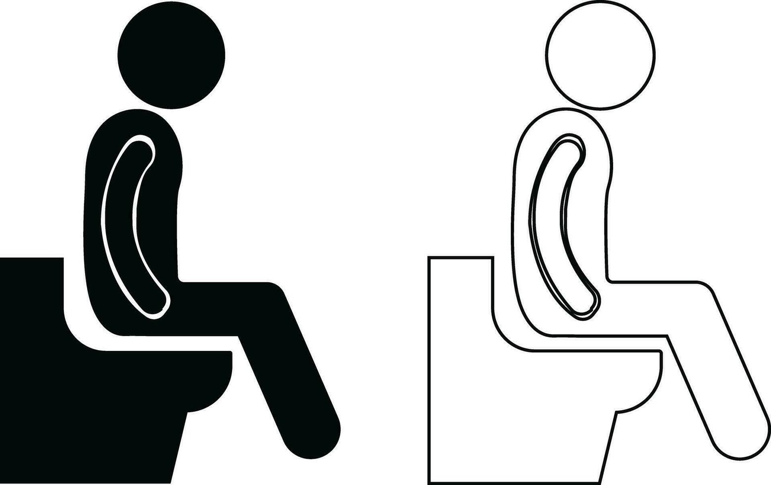 Mens Aan toilet icoon in vlak, lijn reeks geïsoleerd Aan toilet pictogrammen openbaar toilet tekens, mannetje hygiëne toiletten symbolen, zwart wc ui vector mobiel apps en website icoon bord