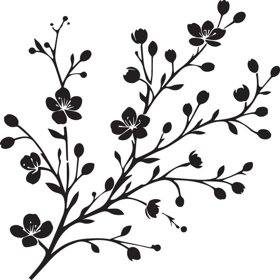 minimaal bloeiend bloemen Afdeling silhouet vector illustratie, wit achtergrond 4