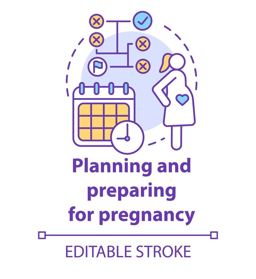 plannen en voorbereiden op zwangerschap concept icoon vector
