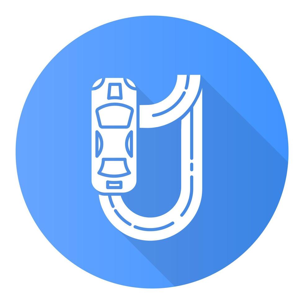 auto racen blauw plat ontwerp lange schaduw glyph icon vector