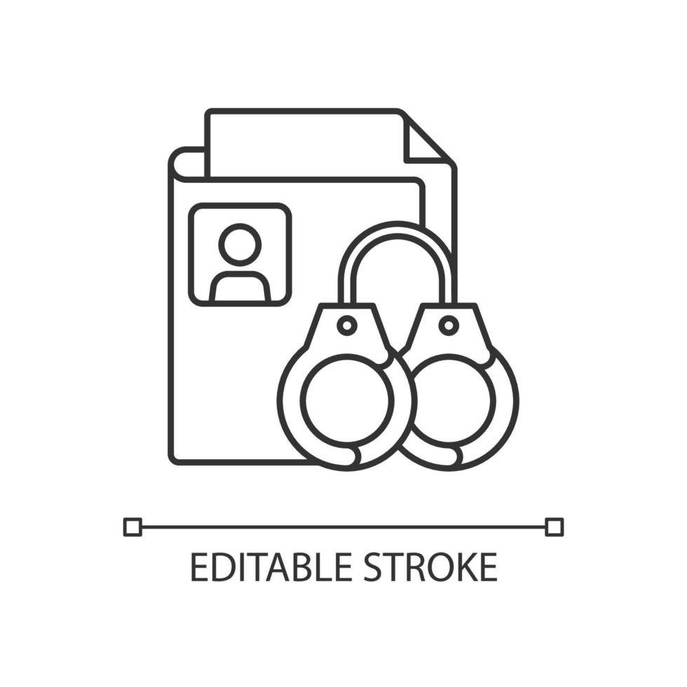 verzegeling van strafregisters lineair pictogram vector