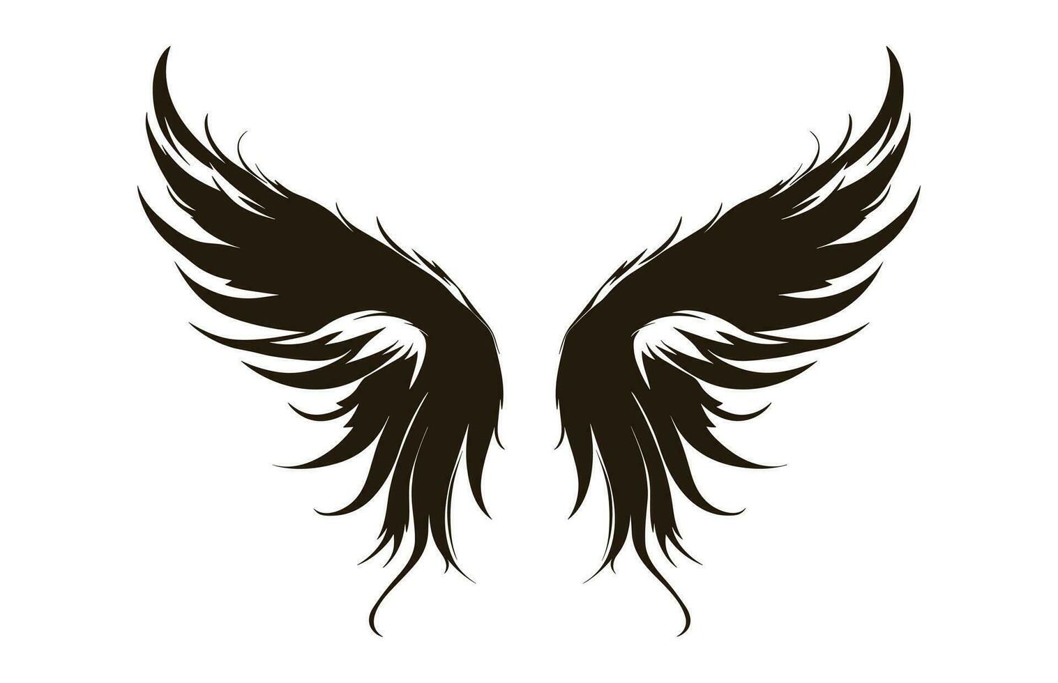 een Vleugels silhouet zwart vector geïsoleerd Aan een wit achtergrond