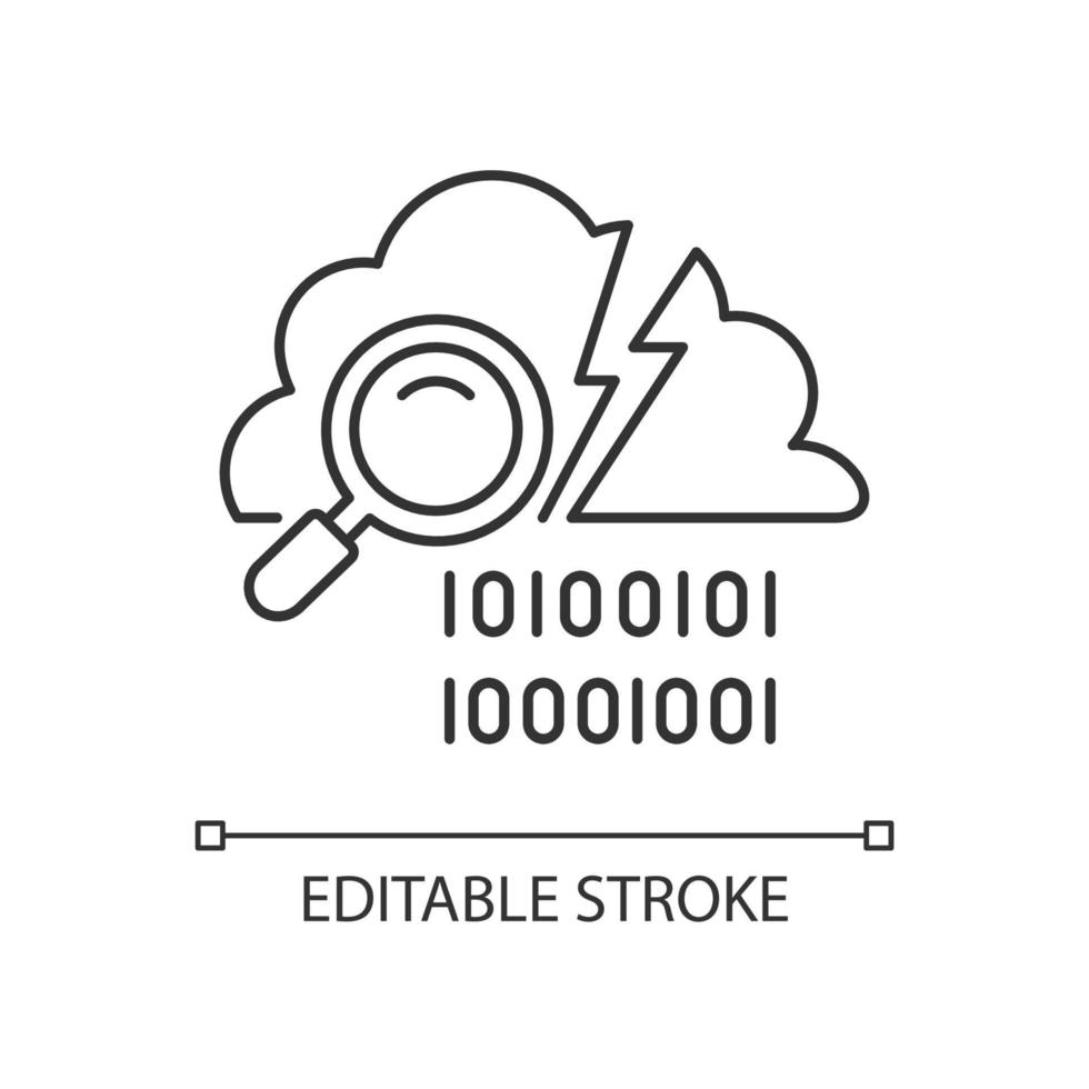 lineaire pictogram voor detectie van datalekken vector