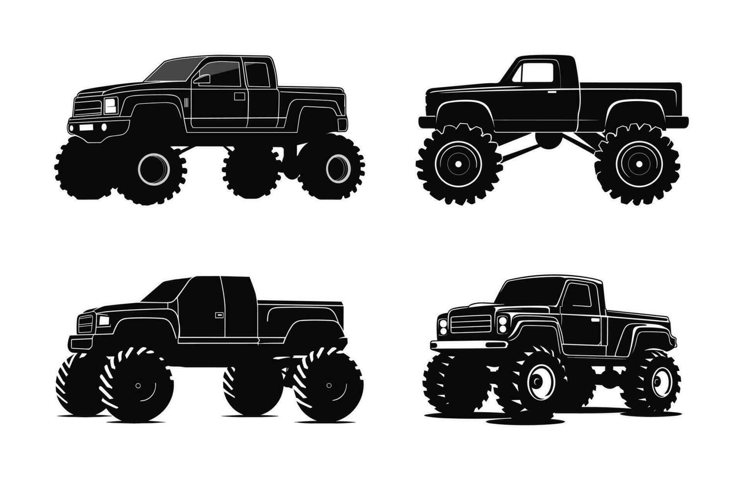 monster vrachtauto vector silhouet bundel geïsoleerd Aan een wit achtergrond