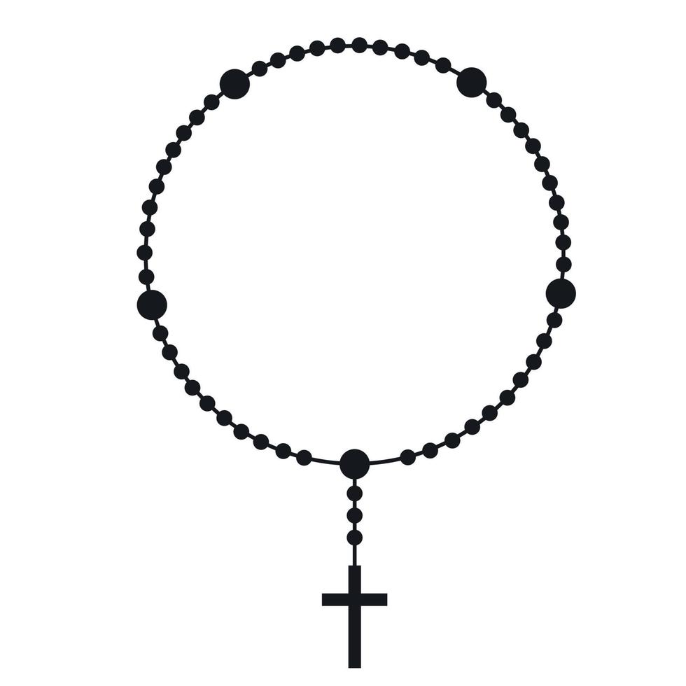 rozenkrans kralen silhouet. gebedssieraden voor meditatie. katholieke rozenkrans met een kruis. religie symbool. vectorillustratie. vector