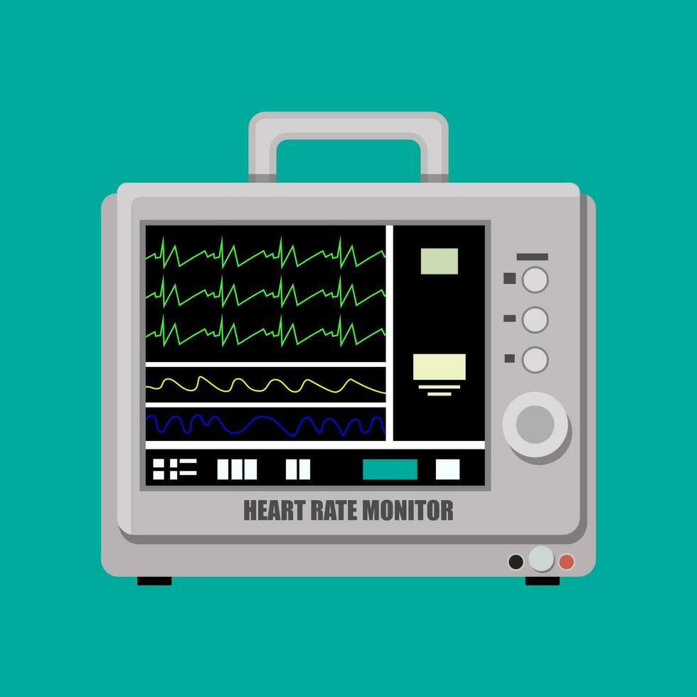 geduldig hart tarief monitor. medisch hart- apparaat. vector illustratie in vlak stijl