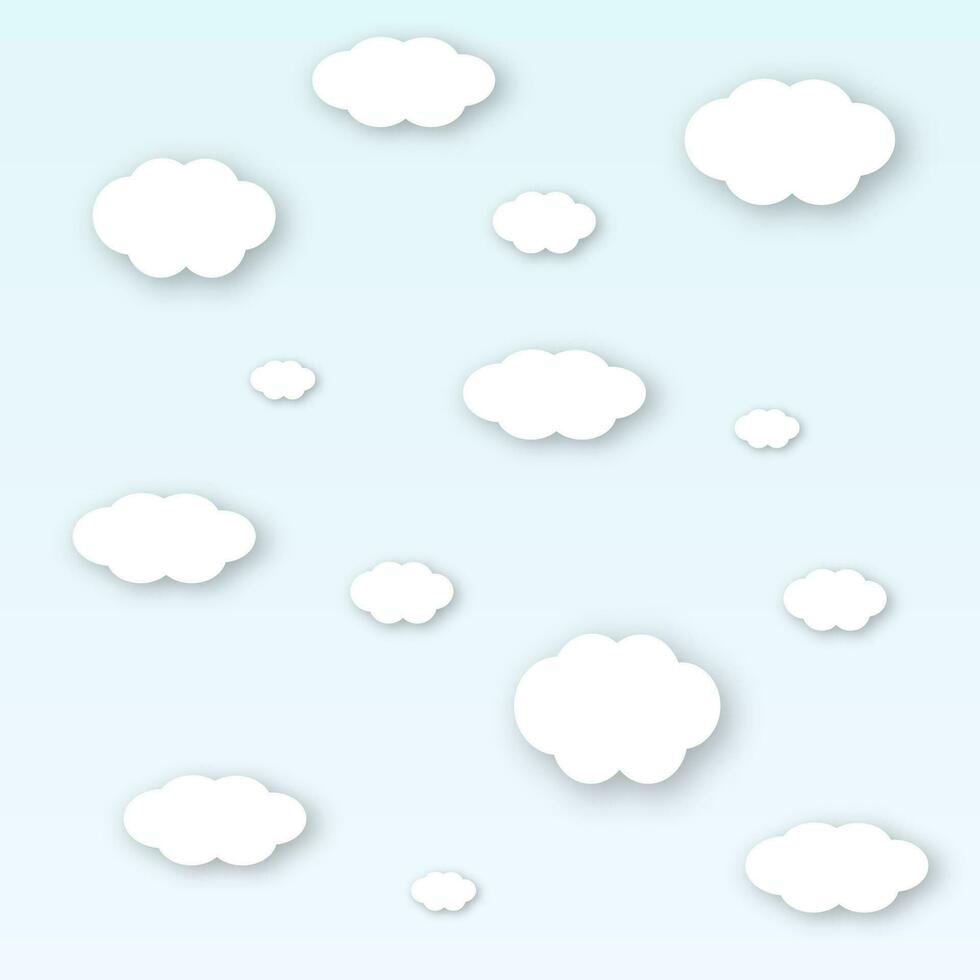 wit abstract papier wolken Bij blauw achtergrond vector illustratie