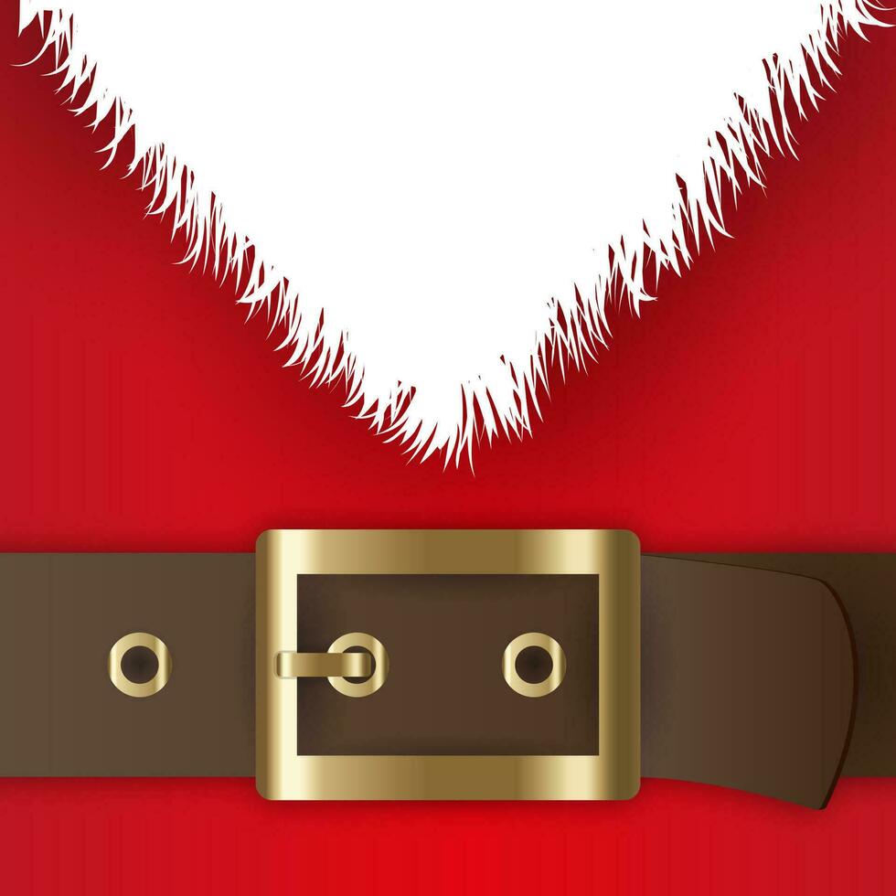 rood de kerstman claus pak, leer riem met goud gesp, wit baard, concept voor groet of post- kaart, vector illustratie