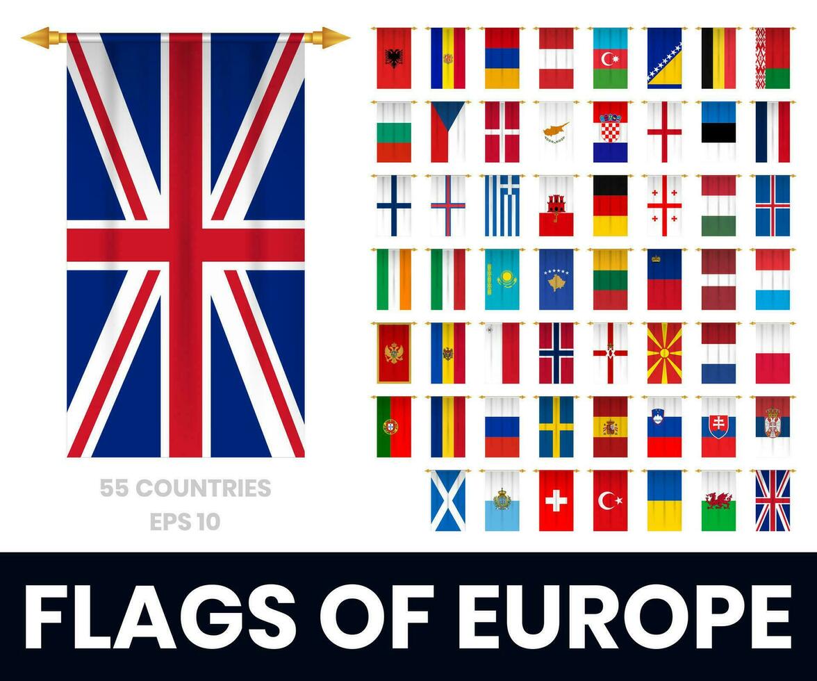 vlaggen van Europa landen verticaal Amerikaans voetbal wimpel vector