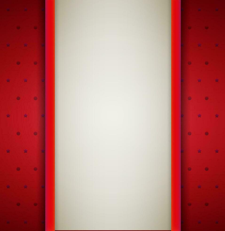 wit verticaal tekst plaats met rood linten Bij rood achtergrond met dots en sterren. sjabloon voor verjaardag groeten Kerstmis nieuw jaar kaart. vector illustratie