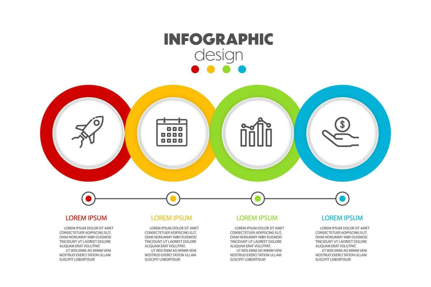 vector bedrijf gegevens visualisatie, werkwijze diagram diagram met 4 stappen, opties, onderdelen of processen, vector bedrijf sjabloon voor presentatie, creatief ideeën voor infographics.
