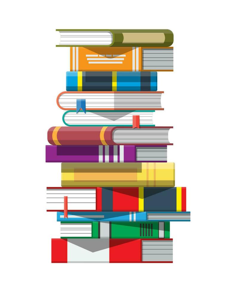 stapel van boeken. lezing opleiding, e-boek, literatuur, encyclopedie. vector illustratie in vlak stijl