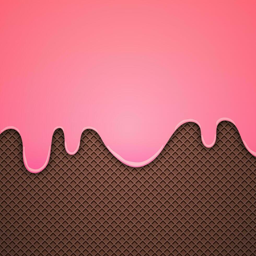 aardbei room gesmolten Aan chocola wafel achtergrond vector illustratie