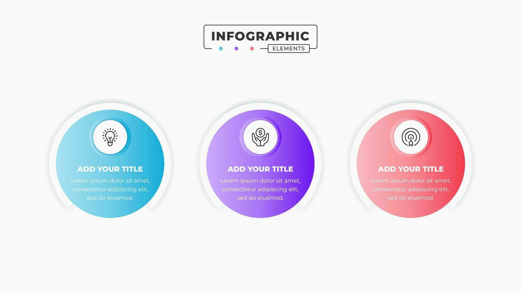 cirkel infographic bedrijf elementen met 3 stappen of opties vector