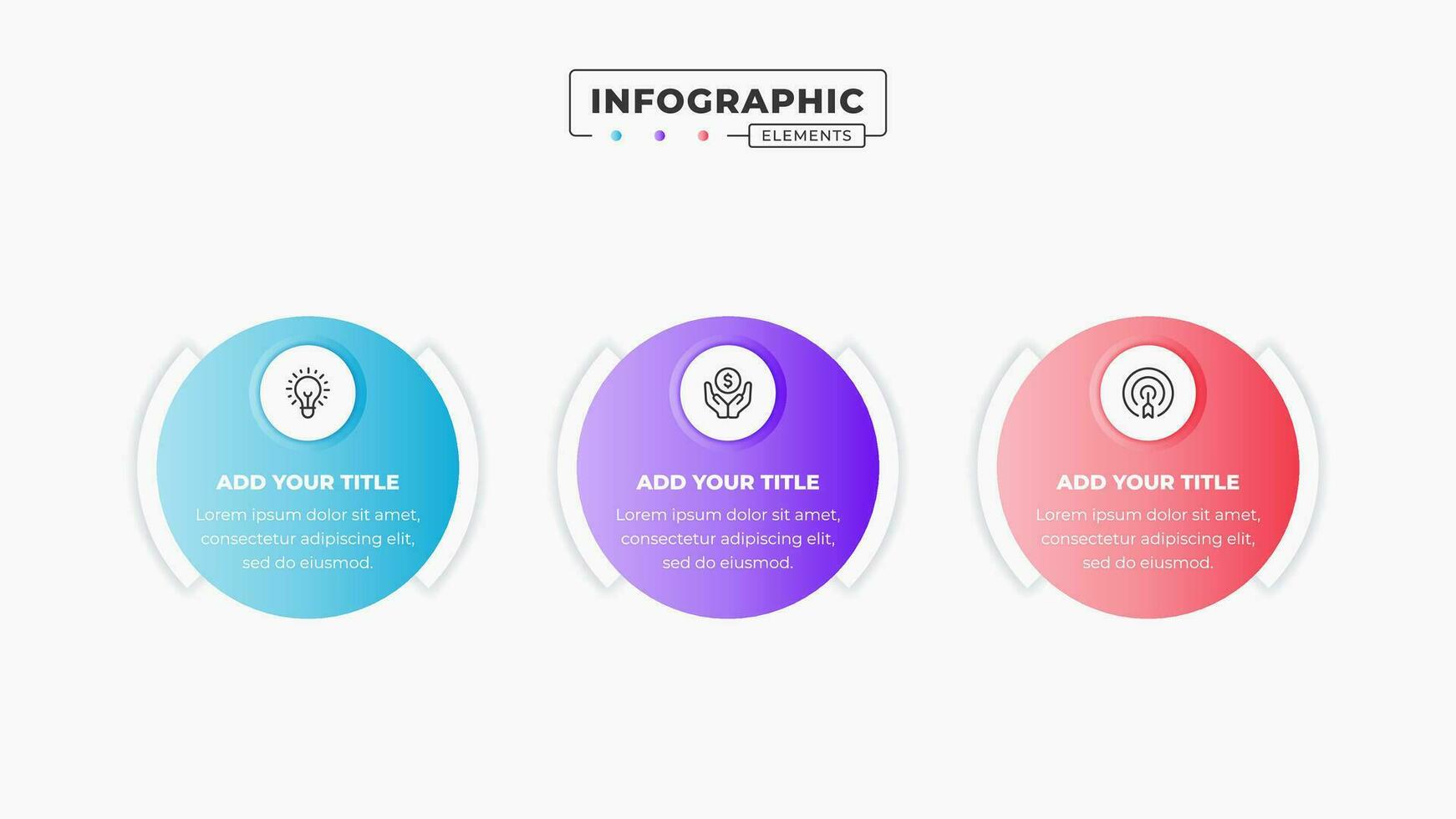 cirkel infographic bedrijf elementen met 3 stappen of opties vector