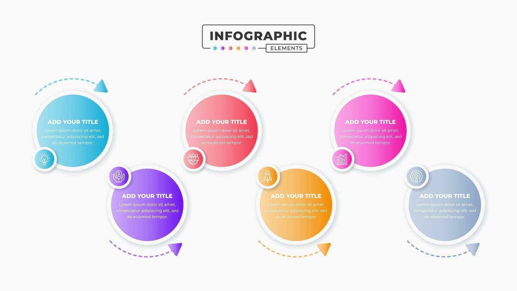 werkwijze infographic presentatie sjabloon met 6 stappen of opties vector