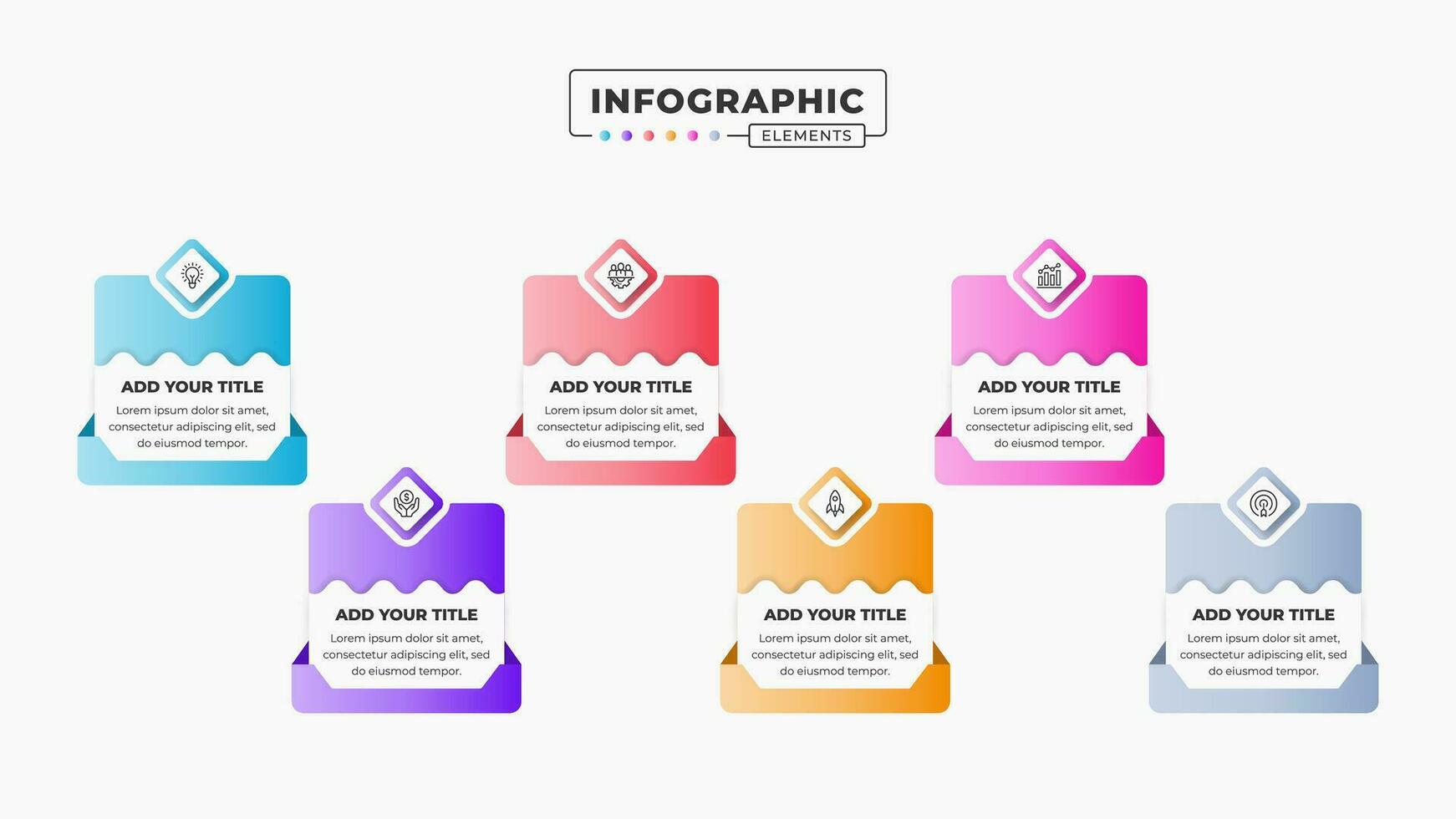 presentatie infographic sjabloon met 6 stappen of opties vector