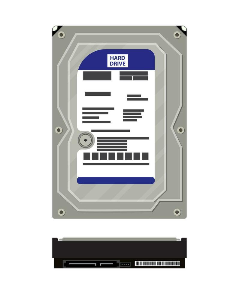 moeilijk rit kant en top visie geïsoleerd Aan wit. pc hardware. componenten voor persoonlijk computer. schijf icoon. vector illustratie in vlak stijl