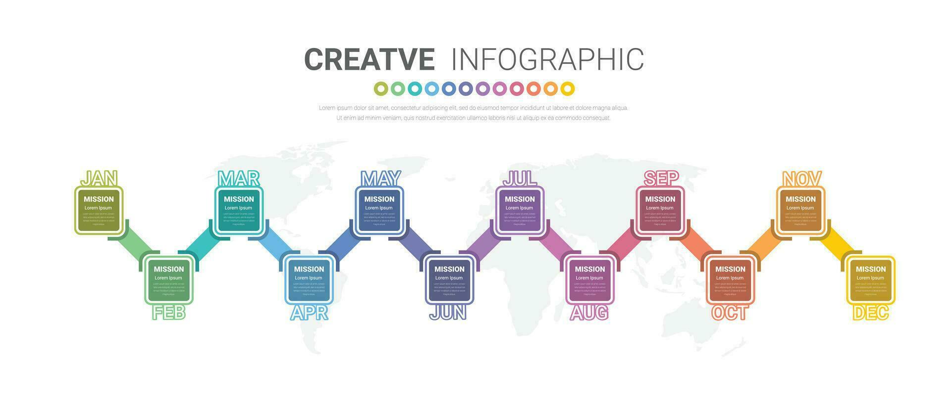 presentatie zakelijke infographic sjabloon voor 12 maanden, 1 jaar, kan worden gebruikt voor bedrijfsconcept met 12 opties, stappen of processen. vector