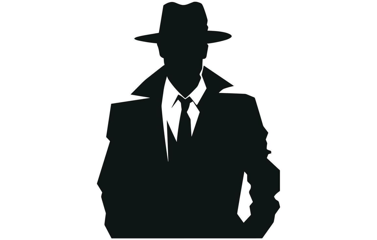 detective logo, silhouet van Mens slijtage hoed en jas vector