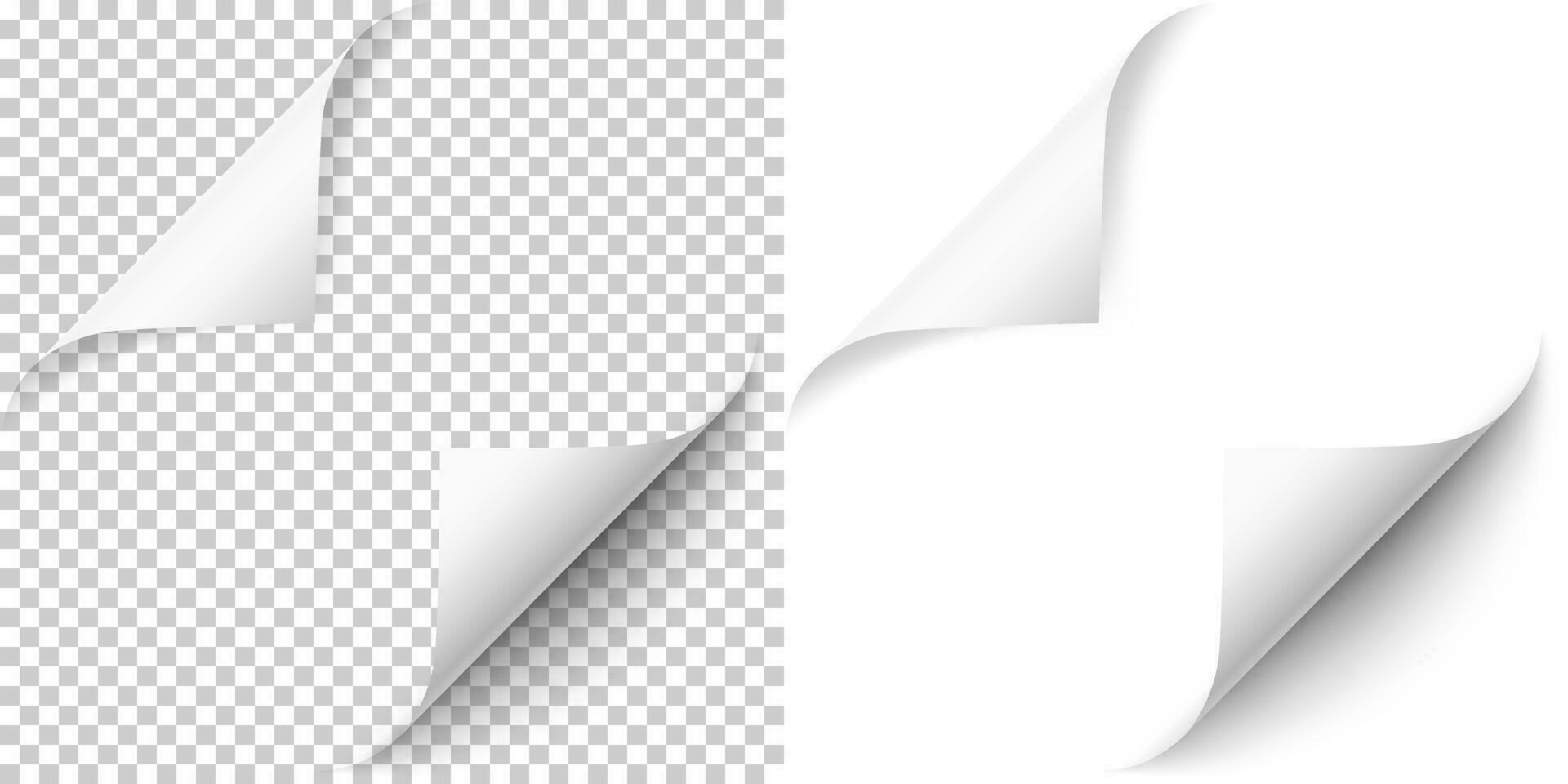 realistische hoeken van wit papier met zachte schaduw vector