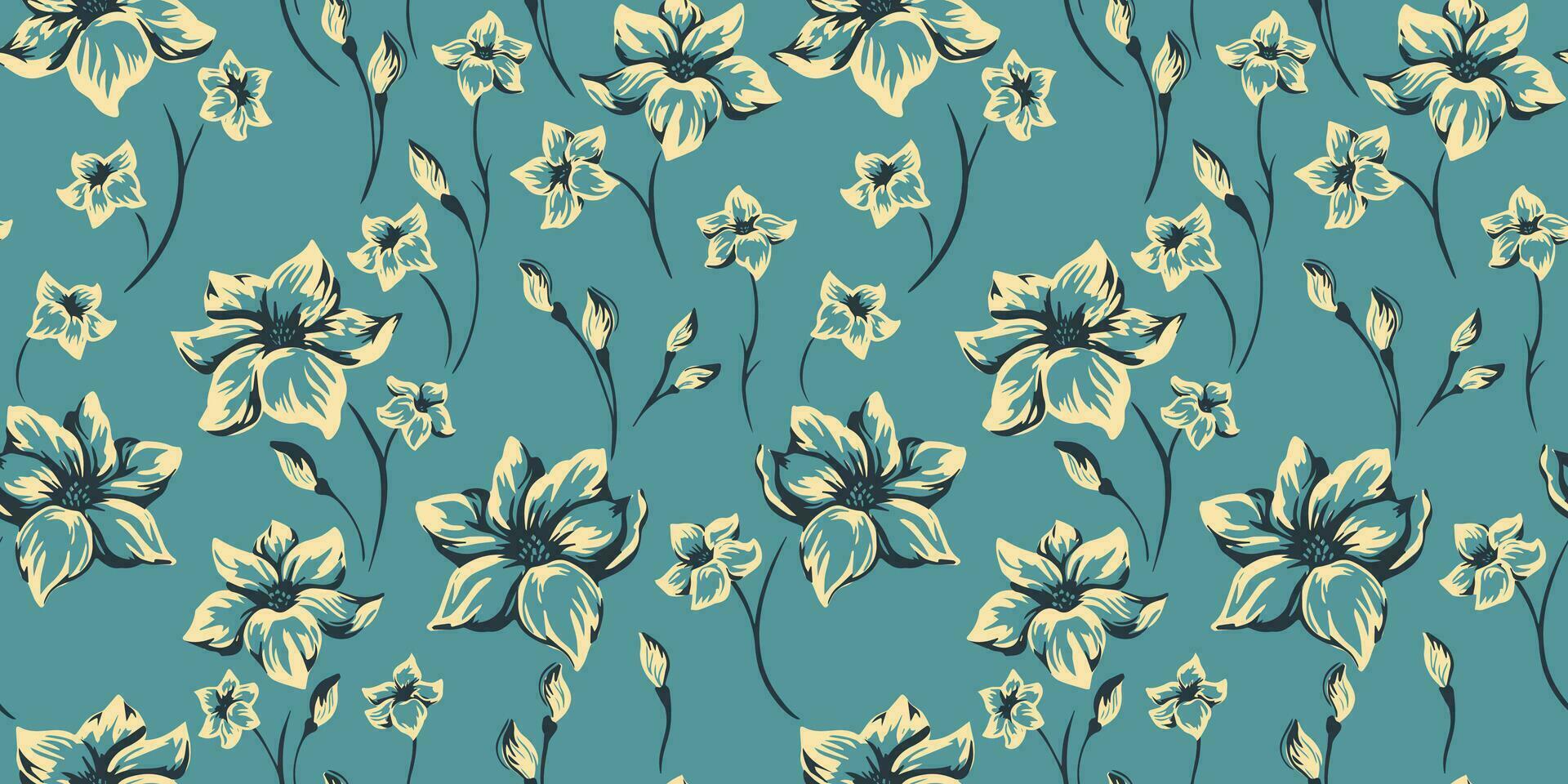 naadloos, artistiek gemakkelijk bloemen patroon. vector hand- getrokken schetsen vorm abstract bloemen. sjabloon voor ontwerp kleding stof, interieur decor, textiel, mode, behang