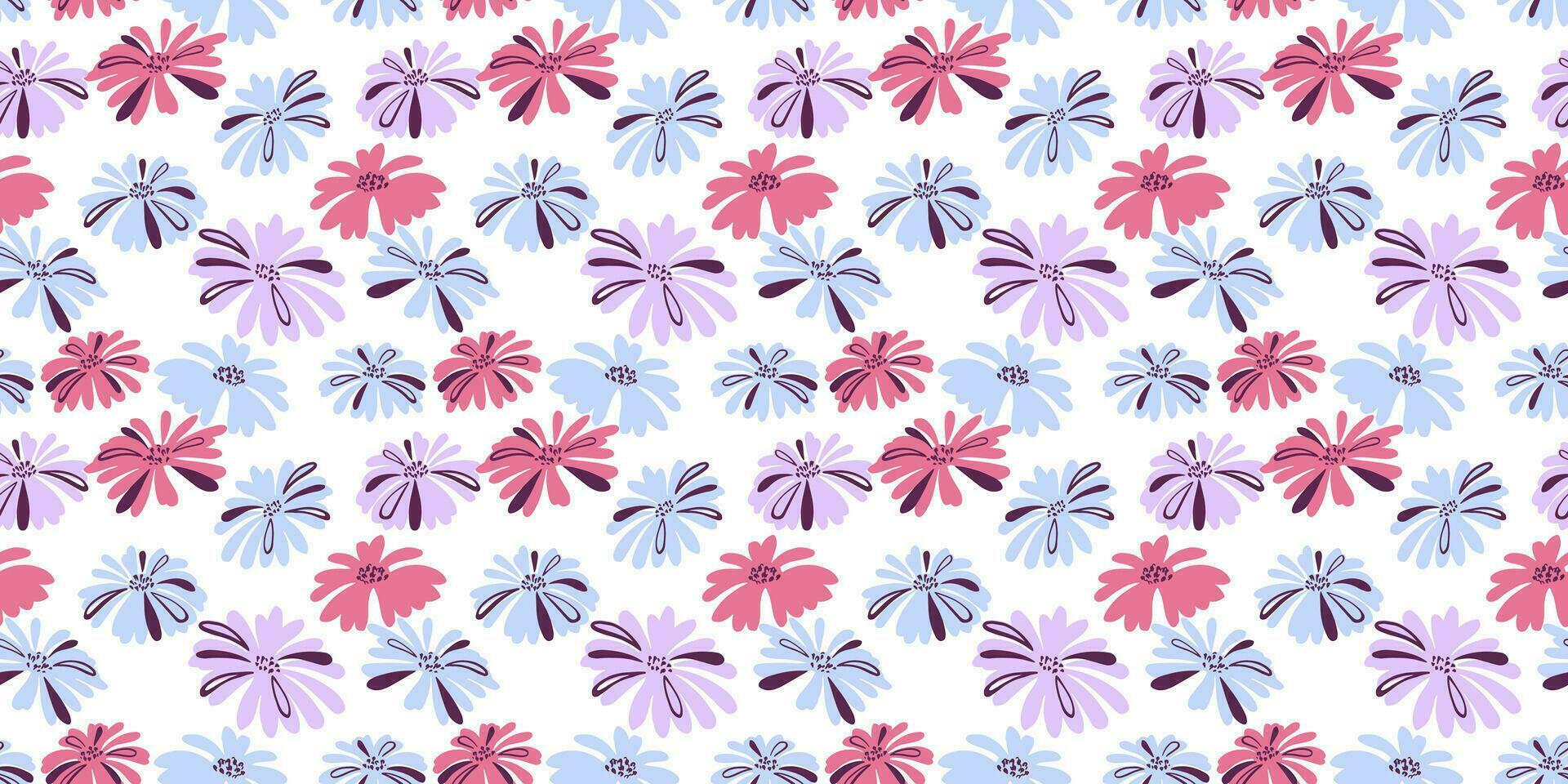 kleurrijk zomer naadloos patroon met vector hand- getrokken modieus abstract gemakkelijk bloemen. sjabloon voor ontwerp, kleding stof, textiel, kleding stof, behang, oppervlakte ontwerp,