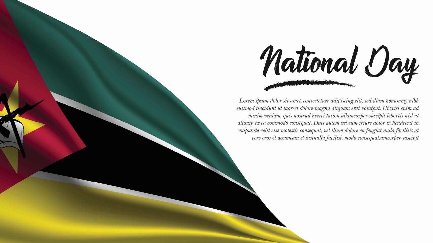 nationale dagbanner met de vlagachtergrond van Mozambique vector