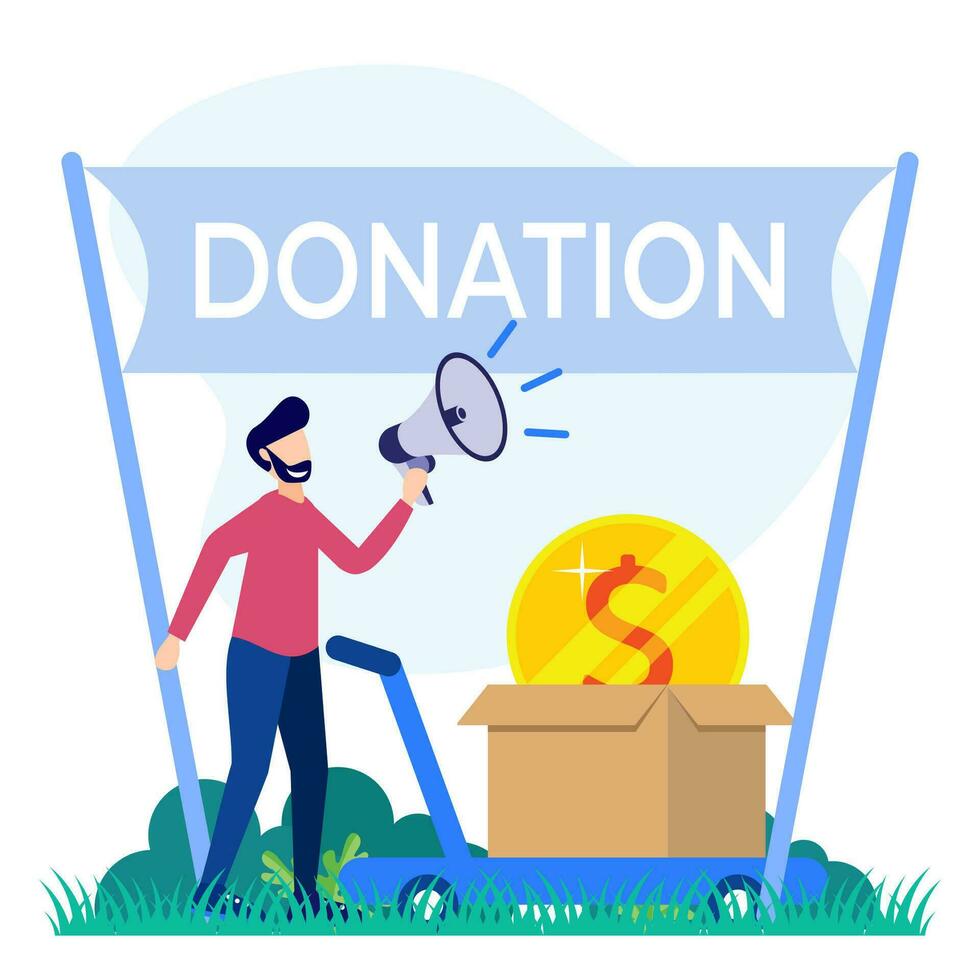 illustratie vector grafische stripfiguur van donatie