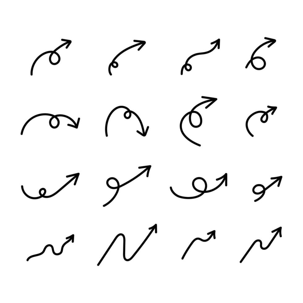 hand- getrokken pijl reeks geïsoleerd vector illustratie.