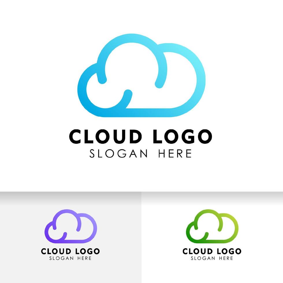 cloud tech logo-ontwerp in lijn kunststijl. wolk logo ontwerp vector pictogram.