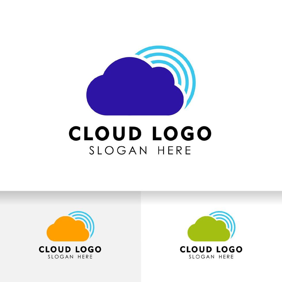 draadloze cloud logo ontwerp vector pictogram. cloud-tech logo-ontwerp.