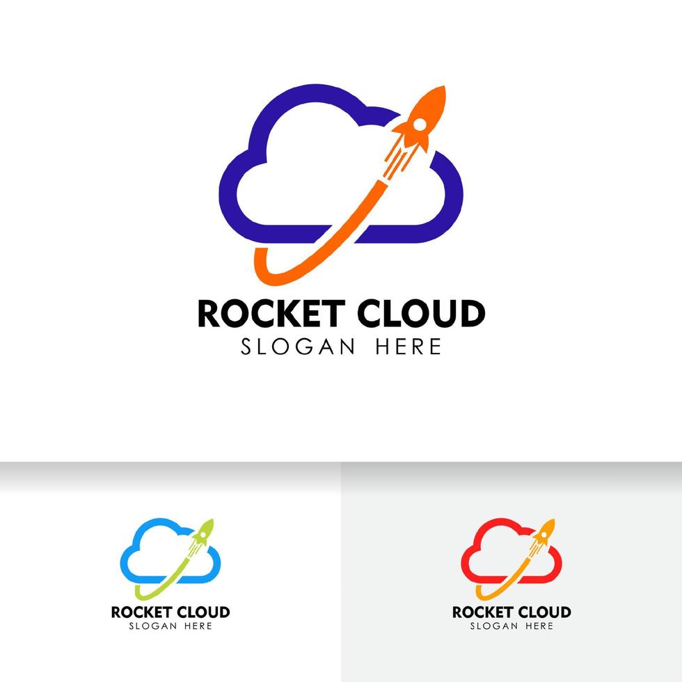 raket cloud logo ontwerpsjabloon. cloud tech logo ontwerpsjabloon. vector