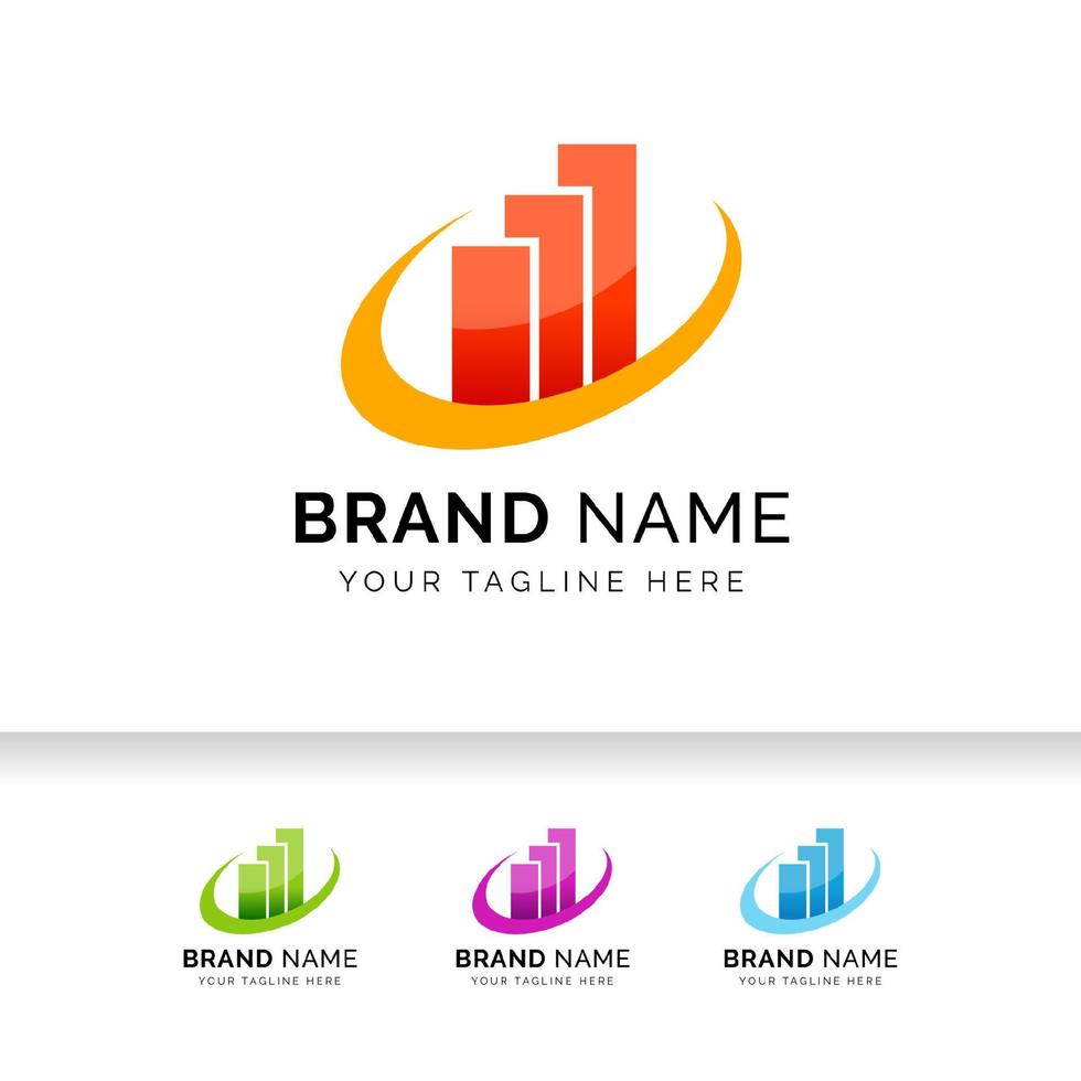 bedrijfslogo met balken en grafiek aandelenpictogram. markt statistiek logo. vector