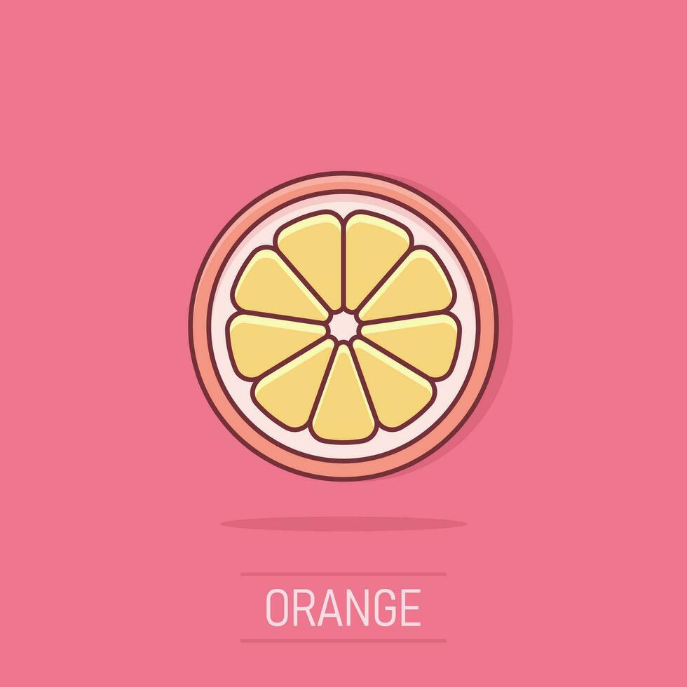 vector tekenfilm oranje fruit icoon in grappig stijl. oranje citrus concept illustratie pictogram. tropisch voedsel bedrijf plons effect concept.