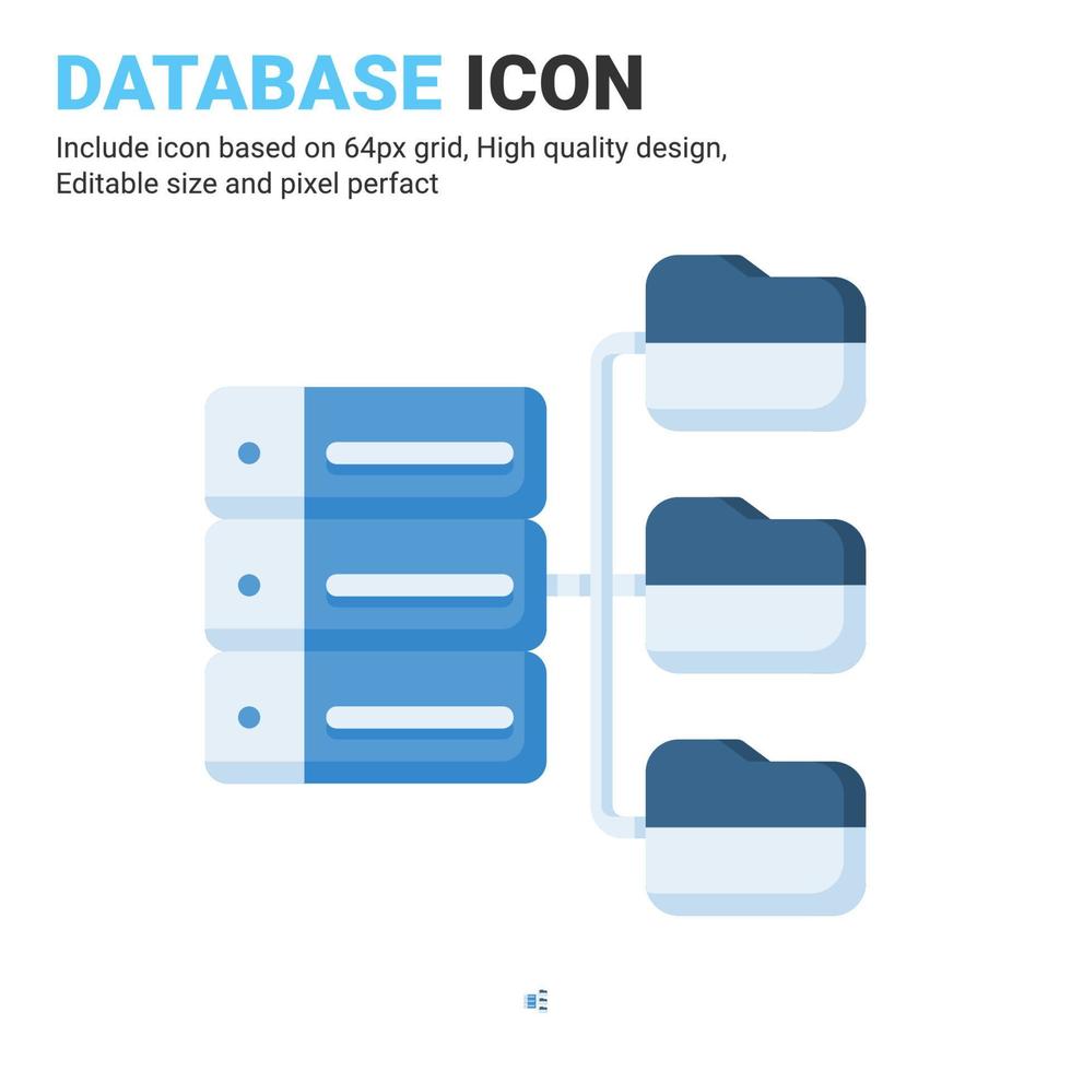 database pictogram vector met egale kleurstijl geïsoleerd op een witte achtergrond. vector illustratie map, server teken symbool pictogram concept voor digitale it, logo, industrie, technologie, apps, web en project