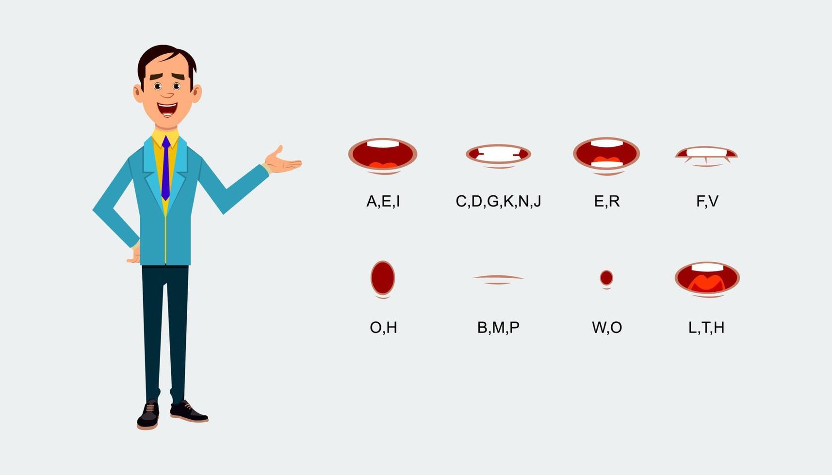 mond en lippen van stripfiguren synchroniseren voor een correcte uitspraak. vector